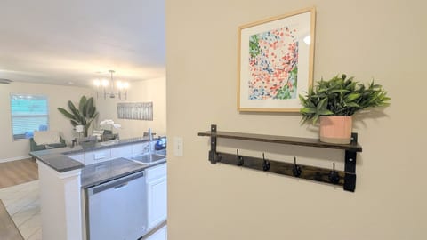 Convenient storage for bags and keys.