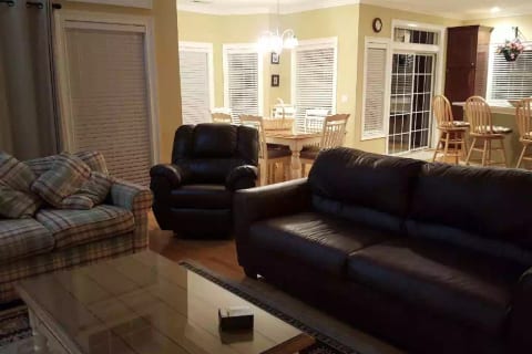 Leather couch and recliner.