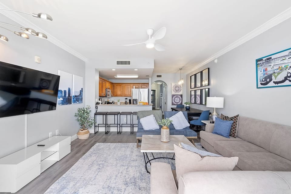 Living room with  queen sofa bed