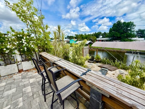 Seating by the zen garden