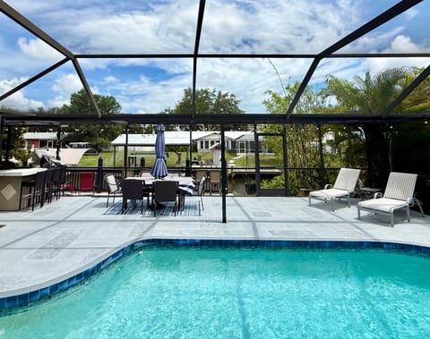 Thermostat controlled pool can be heated or chilled