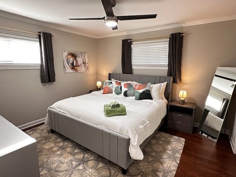 Master bedroom with a very comfortable king bed