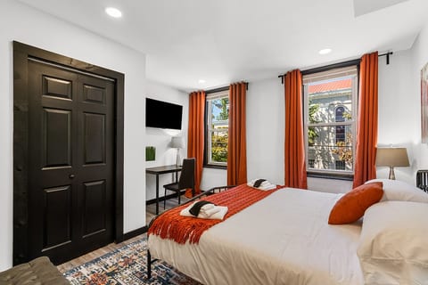 Enjoy the best of both worlds in our Long-Term Stay Bedroom – comfort meets entertainment! Our TV-equipped sanctuary is tailored for extended stays, ensuring you feel at home. Book now for a serene atmosphere and endless entertainment. #LongTermStay