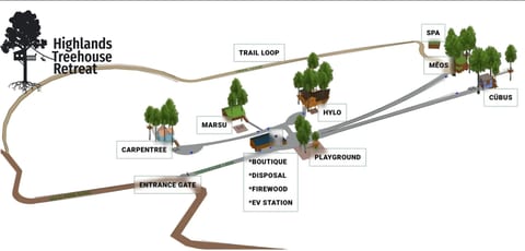 XL Treehouse on 7 Trees with Bridge & Platforms - The Hylo