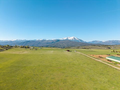 Wide-open pasture with stunning snow-capped mountain views