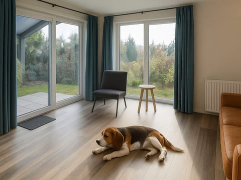 Zeegroen mit Hund