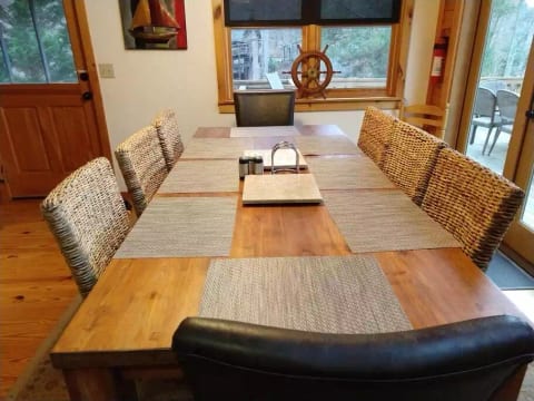 Dining for 8 plus 3 stools at the island