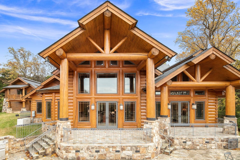 Covered rear patio with high windows, massive room for get-togethers