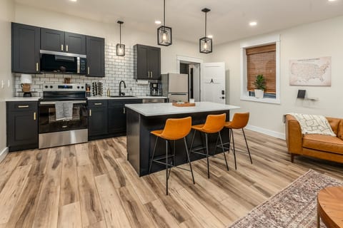 Open floor plan and high ceilings for spacious feel