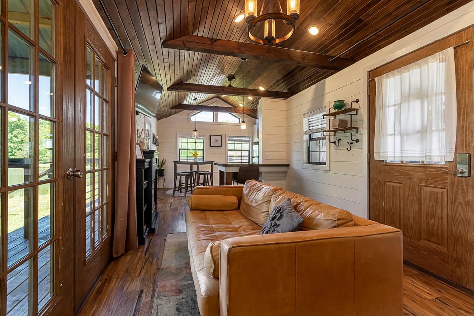 Spacious living area with walk out to the patio