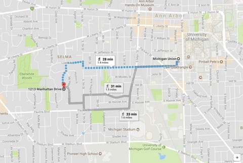 Map of Local Area, Distance to Central Campus