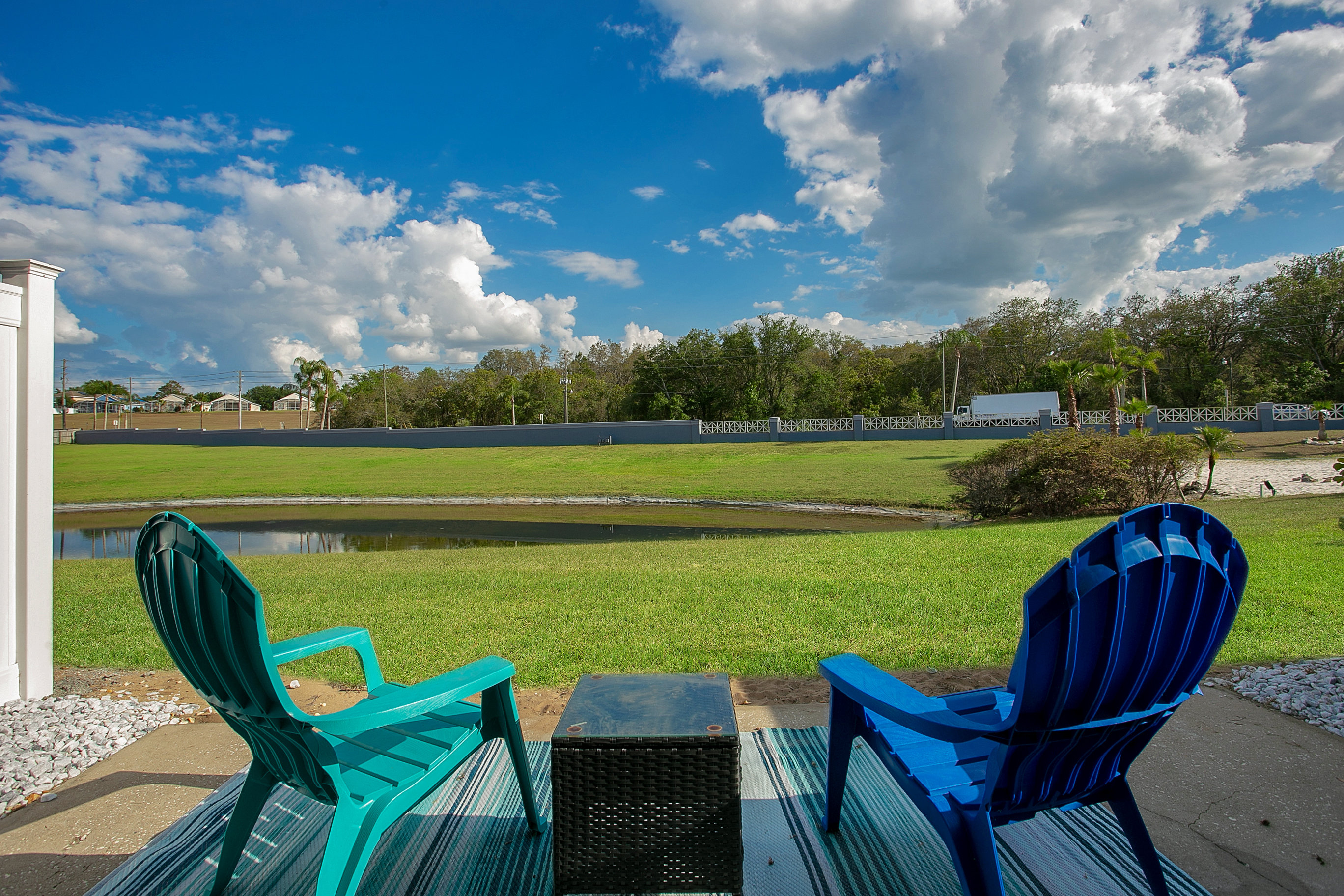 Step outside to the patio and a peaceful pond view.