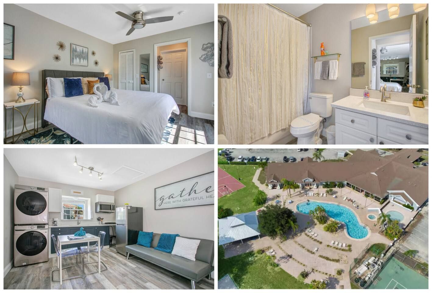 Stylish studio with King bed and in unit washer dryer + Clubhouse pool and gym