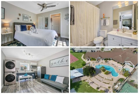 Stylish studio with King bed and in unit washer dryer + Clubhouse pool and gym
