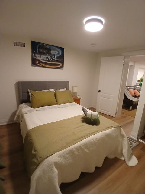 Bedroom with a warming welcoming gift