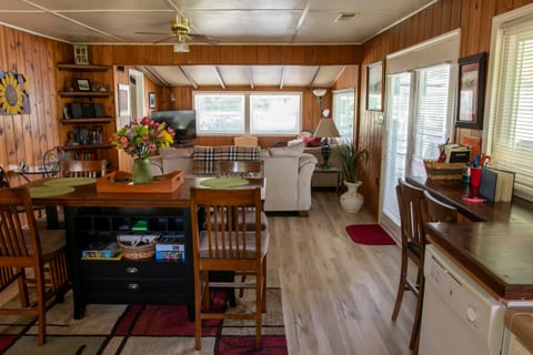 Great room looking from kitchen. Wifi, stereo, library, music cd's and 50' Roku smart TV.