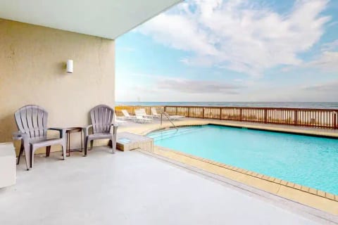Less than 10 steps to the pool. Chairs have been upgraded.