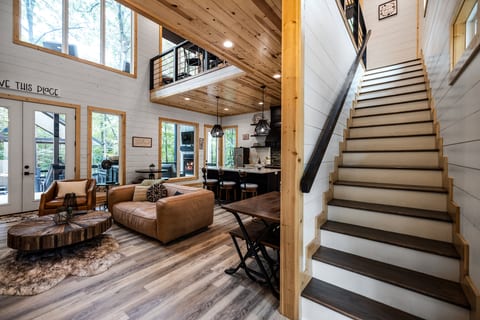 Bright airy interiors with elevated modern cabin design throughout