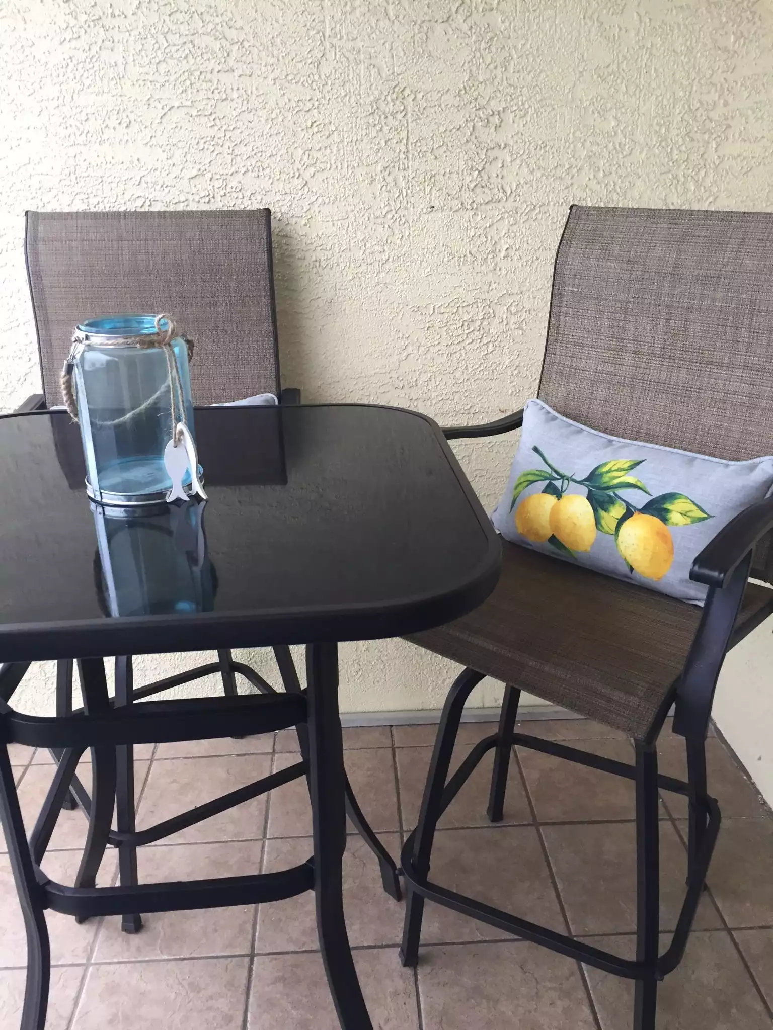 High top table and chairs for enjoying the 4th floor balcony ocean view. High top table and chairs for enjoying the 4th floor balcony ocean view. - Oceanfront in Panama City Beach, FL- The Gem - Panama City Beach