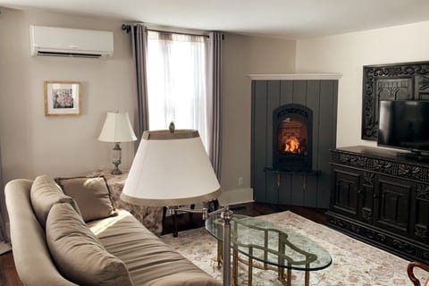 Relax by the gas fireplace on second floor after a day of skiing. Mini Split for quiet & comfortable AC in the summer and heat in the winter.
