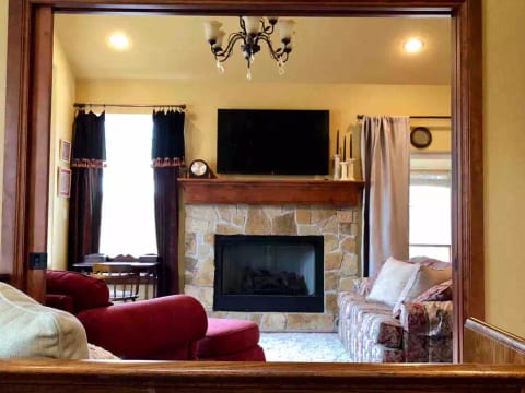 View from the bedroom - into the fireplace
