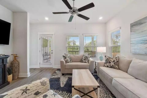 Family and friends can relax in this newly constructed 'Sweet Retreat' family room.