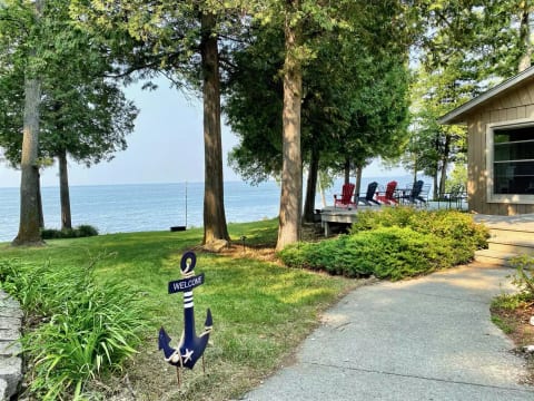 Wake up every day and see the beautiful blue waters of Door County, with 180'of serene shoreline just outside your door.
