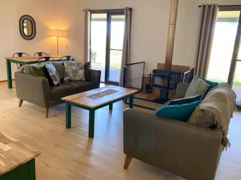 Open plan kitchen, lounge and dining area