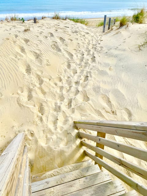 Direct beach access off the deck steps