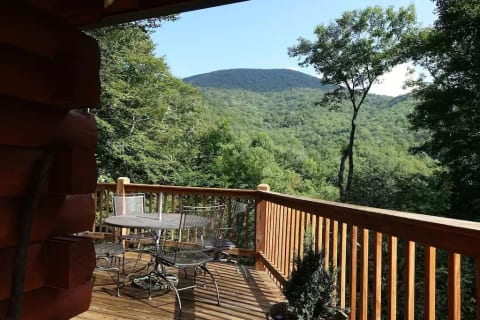 Enjoy your Meals outside!  Umbrella under Moose bed and chair cushions in closet. 