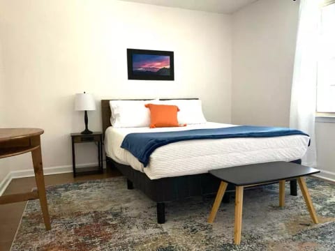 Bedroom 2 features a brand new queen bed and fresh linens. You will have the use of one closet during your stay.