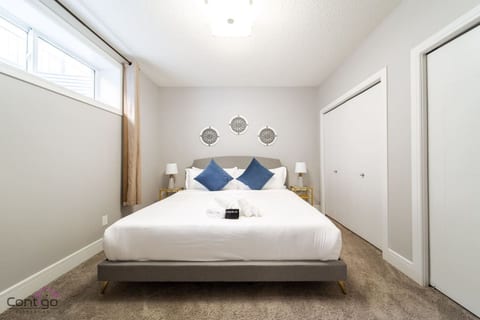 Rest comfortably in the spacious bedroom with a king-size bed and plenty of natural light.