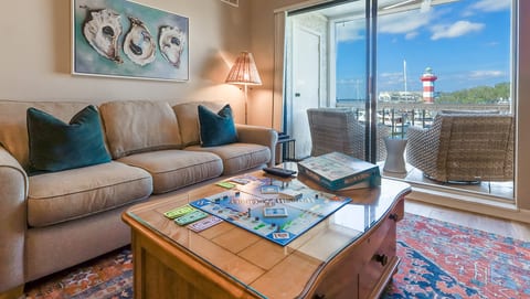 Living Room with Harbour Town Lighthouse View