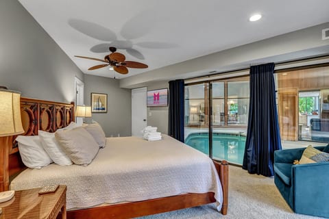 Serene Primary Suite Overlooking the Private Indoor Pool