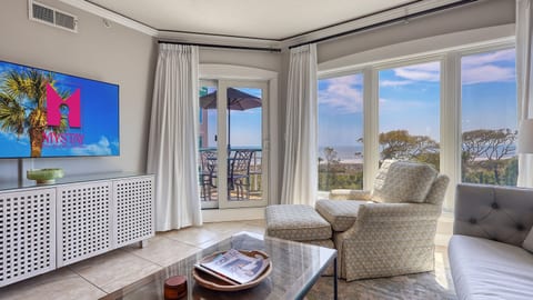 Bright Modern Living Room with Oceanview Balcony