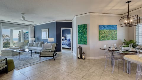 Bright Modern Living Room with Oceanview Balcony