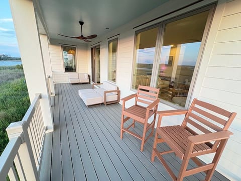 Rear porch off main living room, with views of the marsh