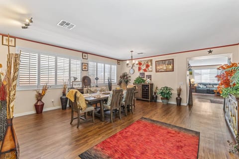 Bright, spacious dining room with elegant decor and open flow