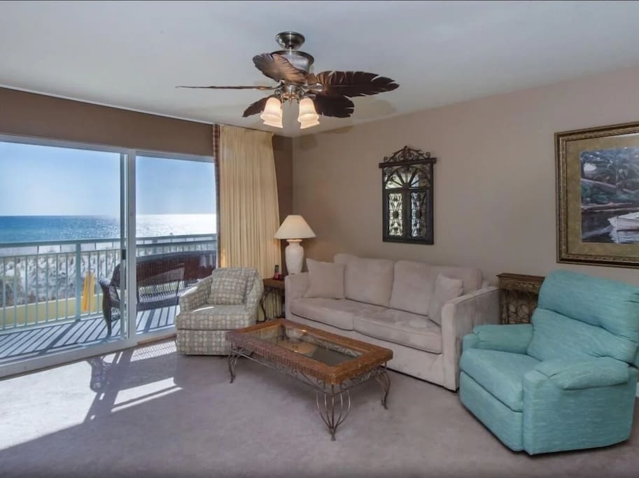 Living Room with a Recliner, Swivel Chair, and a Sofa Sleeper - Pelican Isle - Breathtaking View - Okaloosa Island