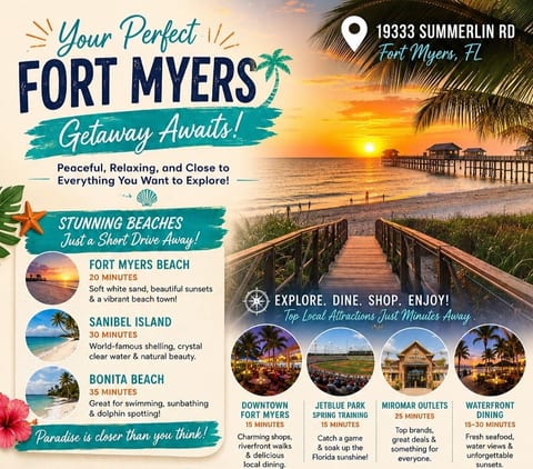 From white-sand beaches and breathtaking sunsets to shopping, dining, and entertainment, you'll be close to everything that makes Southwest Florida a favorite vacation destination.