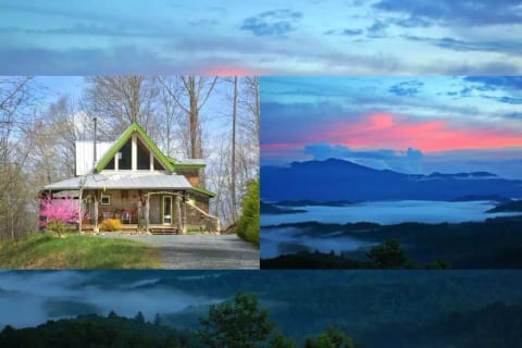 Architect's Mountain top retreat with Stunning VIEWS. A unique handcrafted cabin full of artist touches and fully stocked with all essentials for your getaway