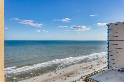 Enjoy panoramic views of the pristine Myrtle Beach shoreline right from the resort—ideal for soaking up the sun and sea breeze.