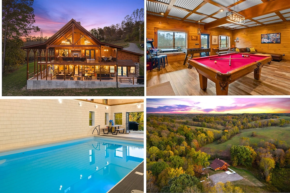 Hocking Hills Lux Lodge Indoor Pool HotTub Firepit image 1
