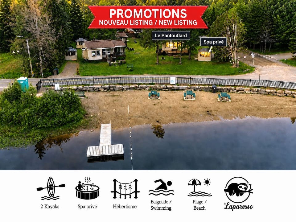 Le Pantouflard | Private Hot Tub | Beach Access | Free Kayaks - Sainte-Lucie-des-Laurentides, Quebec