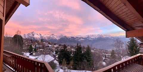 Sunrise panorama from balcony, winter