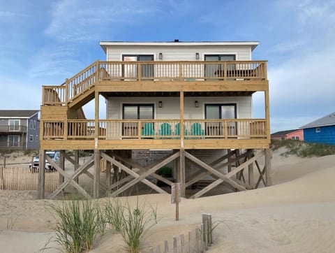 The Sea Urchin Inn located in Nags Head. As close as you can get! Panoramic ocean views! New decks for 2024! New windows and siding in 2023!
