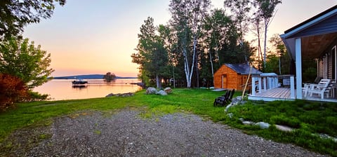 Waterfront cottage with private shoreline, lake views, and peaceful sunsets right outside your door.