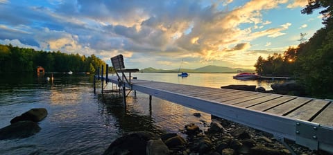 Spacious 40-foot dock with room to accommodate boats up to 38–40 feet, offering easy access for a day on the water.