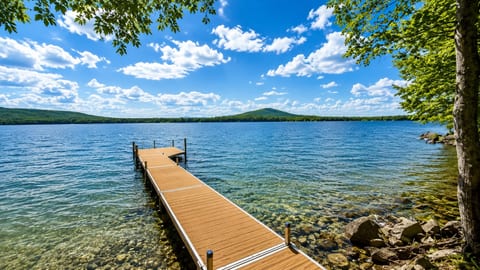 20-Foot Private Dock – Comfortably Accommodates Boats Up to 18 Feet.