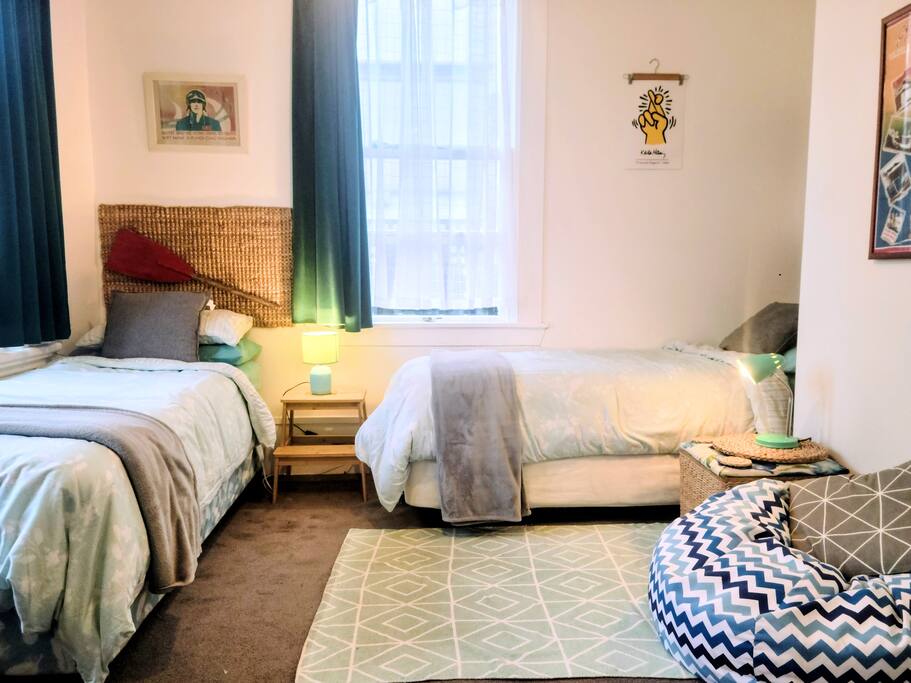 This room has 2 single beds. Best for smaller adults and children. 